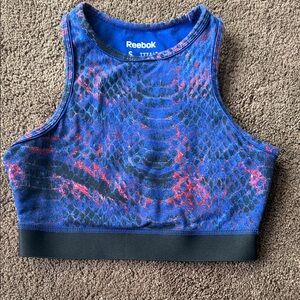 Reebok Vibrant Blue and Red Patterned Sports Bra
